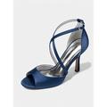 sandali con tacco a spillo con cinturino incrociato in raso bianco da donna – eleganti sandali con tacco a spillo per matrimonio e serata romantica