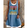 Abito MINI da Donna GOD Maglietta Abito Abito da Sole Abito A Linea Abito Fit e Flare Vacanza Casual Mare Quotidiano Vestibilità Larga Lettere Senza Maniche Collo a U Verde Chiaro Blu Grigio Chiaro