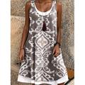 Per donna Mini Abito Vestito T-Shirt Vestito Estivo Abito a trapezio Vacanza Casual Spiaggia Quotidiano Vestibilità regolare Floreale Grafico Senza Maniche Collo a U Bianco Rosso Marrone Verde Estate