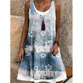 Per donna Mini Abito Vestito T-Shirt Vestito Estivo Abito a trapezio Vacanza Casual Spiaggia Quotidiano Vestibilità regolare Floreale Senza Maniche Collo a U Nero Rosso Blu marino Blu Estate