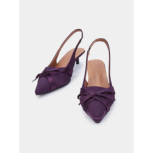 tacchi a spillo con fiocco in raso viola da donna – scarpe eleganti da sera e per appuntamenti romantici