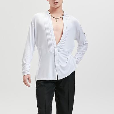 Danza Latina Top Colore puro Per uomo Performance Abbigliamento quotidiano Manica Lunga Lyocell