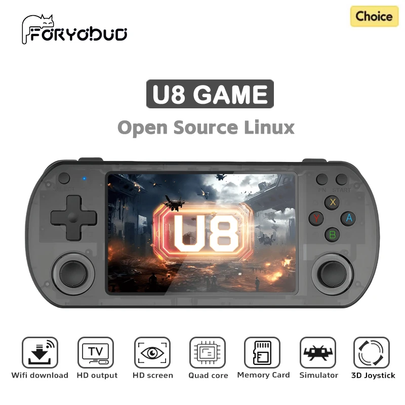 Console de jeu vidéo rétro U8, système Linux, écran IPS, lecteur de jeu vidéo de poche portable de 4.0 pouces, 64 go, PSP GBA pour garçon