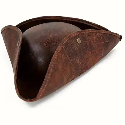 Adult Pirate Hat - unisexes leather tricorn hat for pirate themed costumes that can be used for