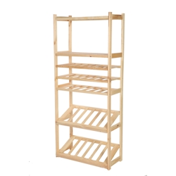 PROREGAL Getränkekisten- & Weinregal SPREEWALD HxBxT 163x70x33cm 18 Flaschen auf 3 Ebenen + 2 Ebenen für Kisten + 2 Ablagen Massives Kiefernholz Natur Image