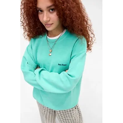 iets frans. Embroidered Sweatshirt - Mint XS at Urban Outfitters