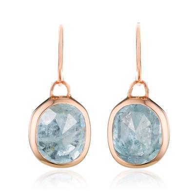 Siren Aquamarine Wire Earrings, Rose Gold Vermeil on Silver
