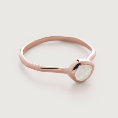 Siren Moonstone Small Stacking Ring, Rose Gold Vermeil on Silver