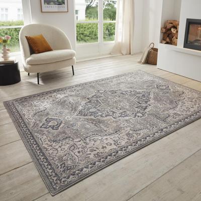 Teppich HANSE HOME "Orken", grau (grau,creme), B:240cm H:8mm L:340cm, Polypropylen (PP), Teppiche, Kurzflor, Läufer, Orient, Vintage, Wohnzimmer, Schlafzimmer, Esszimmer Image