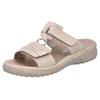 Pantolette RIEKER, Damen, Gr. 38, beige (hellbeige), Lederimitat, klassisch, Schuhe, Sommerschuh, Strandschuh mit regulierbaren Klettverschlüssen