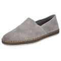 Slipper RIEKER, Herren, Gr. 41, grau, Veloursleder, unifarben, casual, Schuhe, Schlupfschuh, Casual-Slipper, Mokassin mit Perforation