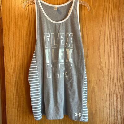 Under Armour Tops | Under Armour Women's Gray Heat Gear Racerback Tank Euc Large Heat Gear Line | Color: Gray/White | Size: L