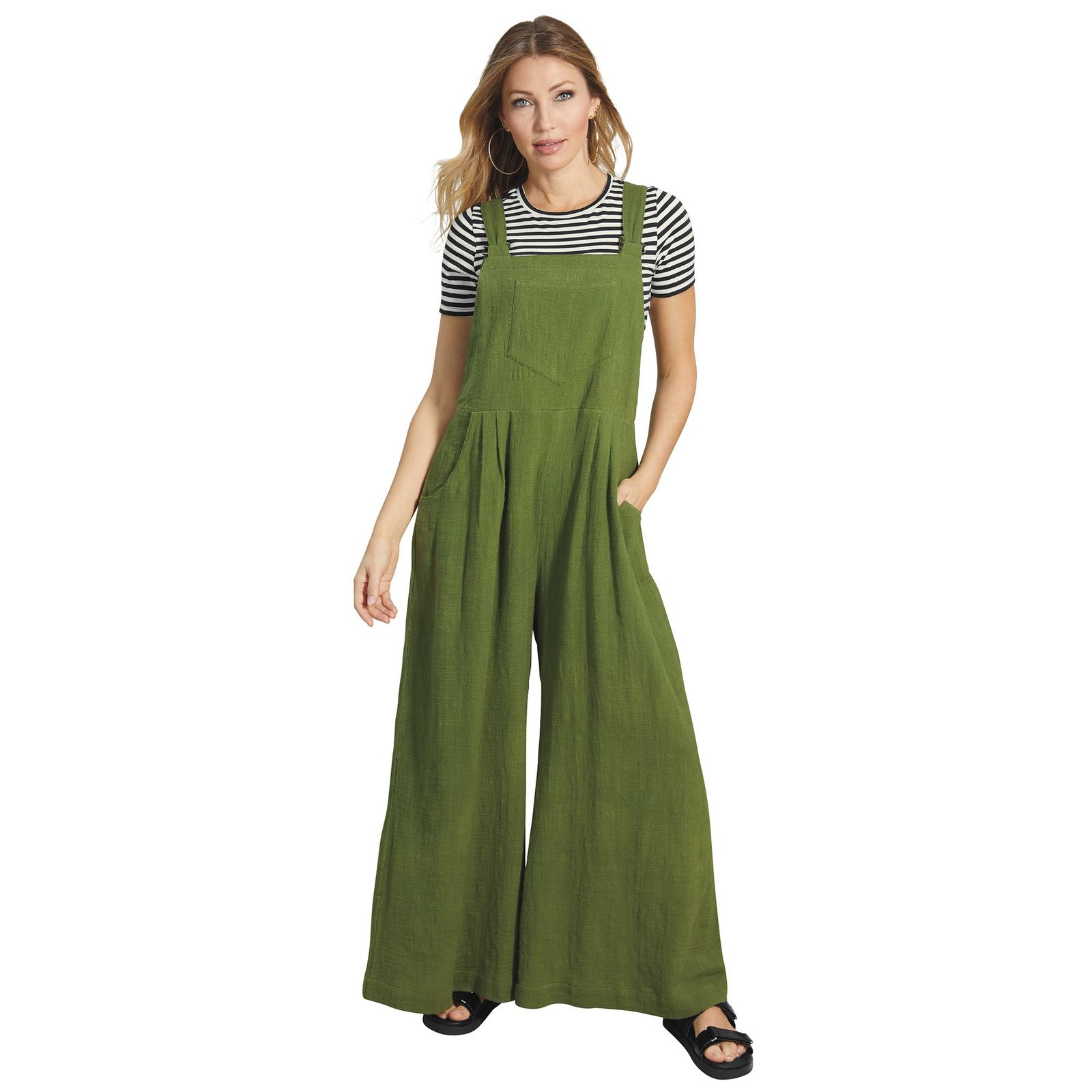 Masseys Breezy Woven Overall (Size M) Summer Moss, Cotton