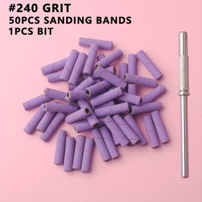 TEMU Ablinsite Hypoallergenic Nail Drill Bits With Sanding Bands - 20mm Super Long #120/#150/#240 Grit For Nail Art, Electric Filing And Nail Removal - Bit Included, Multi-pack Image