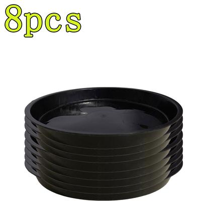 TEMU 8-pack Plastic Plant Saucers - Round Drip Trays For Flower Pots, Heavy Duty Indoor & Outdoor Gardening Planters, 15-inch, Black Image
