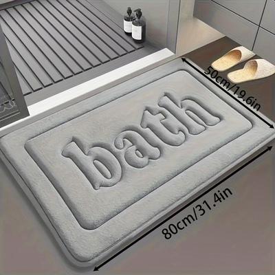 TEMU 1pc Quick-dry Memory Foam Bath Mat, Non-slip Floor Rug, Ideal For Kitchen, Bathroom, Bedroom, Living Room - Coral Fleece Knit Fabric, 520gsm, 1.5cm Thickness Image