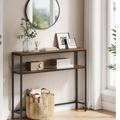 TEMU Console Table, Narrow Sofa Table With 2 Shelves, 20 X 80 X 80 Cm, Hallway Table, 2 Levels, For Hallway, Living Room, Bedroom, Space Saving, , Sturdy Chipboard And , Easy Assembly Image