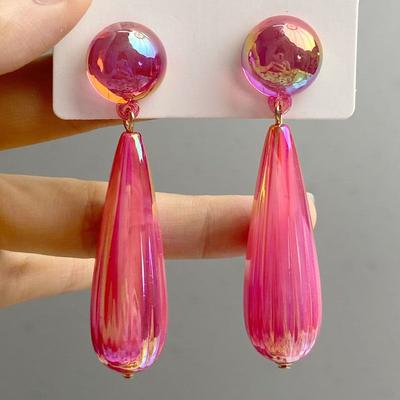 TEMU Vintage Elegant Resin Teardrop Earrings, Stainless Steel Ear Needle, Fashionable Korean Design, Retro For Women, & Gift-, Suitable Image