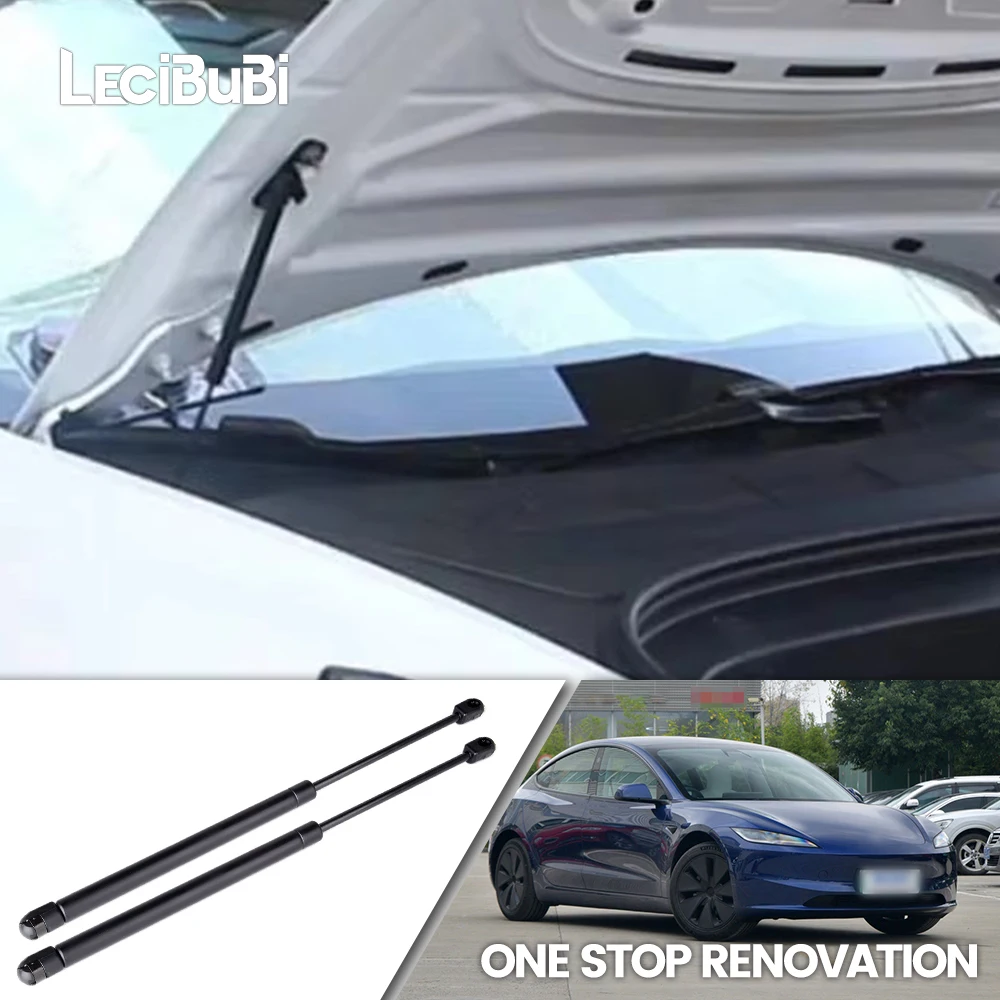 Für Tesla Modell 3 2017-2020 2 stücke Front Bonnet Hood Strut Lift Unterstützung Bars Gas Frühling Dämpfer Motor abdeckung Stange Zubehör 2019 Image