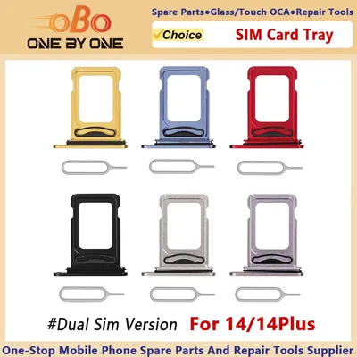 Dual-SIM-Kartenfach-Halterungssteckplatz als Ersatz für iPhone 14 und 14 Plus mit Auswurfstift (Dual-Sim-Version) Starlight Midnightblack