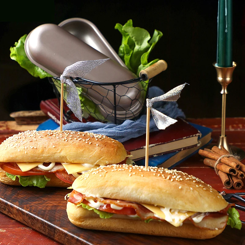 1pc 7 inch Hot Dog Form Brötchen Pfanne Hot Dog Brotform Antihaft Back geschirr ovale Form Küche Koch zubehör Backwerk zeuge Image