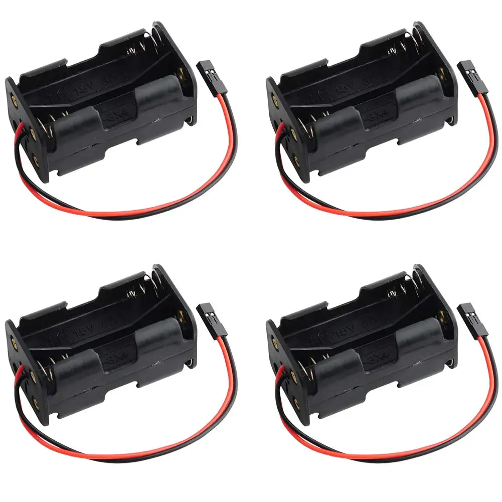 4 Zellen 6 V AA Batterie Halter Fall Abdeckung Lagerung Box 2P FUT J Stecker Stecker für FlySky Empfänger RC Servo Tester Image