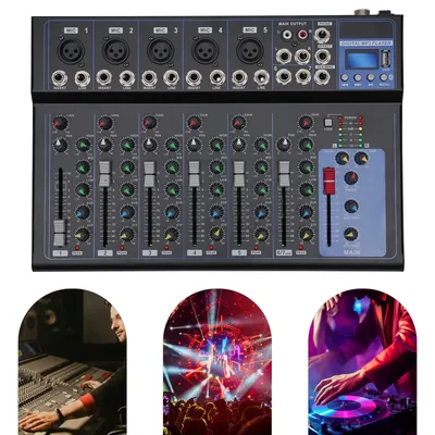 Tragbarer Bluetooth-Audiomischer mit 7 Kanälen und USB-DJ-Sound-Mischpult, MP3-Buchse, 48 V Image