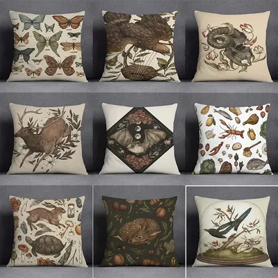 Kissenbezug mit Waldtier-Schmetterlingsdruck, quadratisch, für Auto, Sofa, Büro, Kissenbezug Image