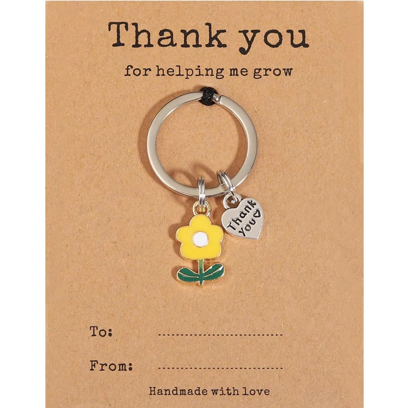 Schlüsselanhänger zur Wertschätzung des Lehrers in großen Mengen. Weihnachtsgeschenk zum Lehrertag. Vielen Dank für mich, Schlüsselanhänger mit Karte wachsen Image
