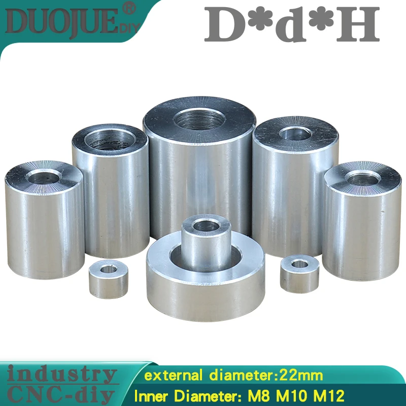 diameter 22MM M8 M10 M12 Aluminum bushing washer gasket round hollow no thread standoff spacer thickness 2/3/4/5/6/50mm Image