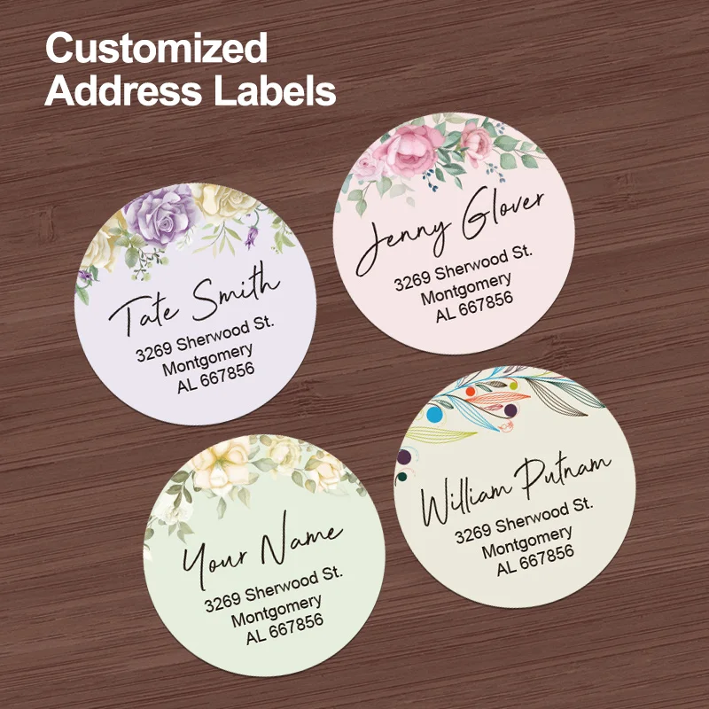 Benutzerdefinierte Adressaufkleber, Vintage-Blumen-Umschlagetiketten, wiederverwendbares Hochzeitsbriefpapier für Einladungen, Partygeschenke, Schulbedarf Image