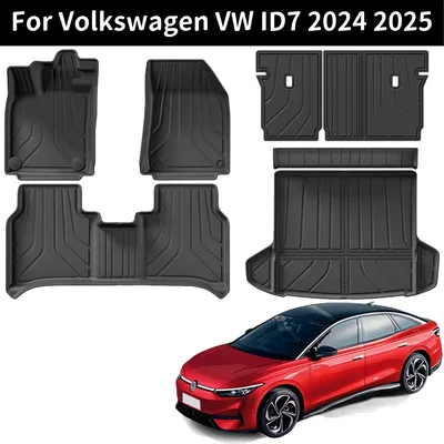 For VW ID.7 ID7 2024 2025 TPE Floor Mats & Cargo Liner, All Weather Floor Liner 2nd Row Backrest