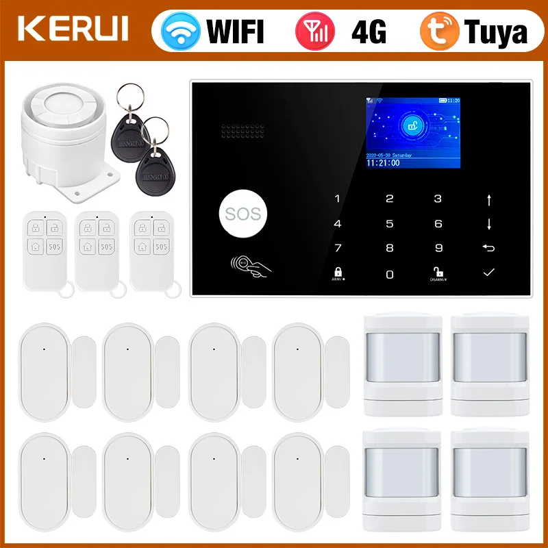 KERUI G34 4G WIFI GSM Alarm System für Home Security Schutz Alarm Host mit Tür Motion Sensor Smart Leben APP Unterstützung Alexa Image