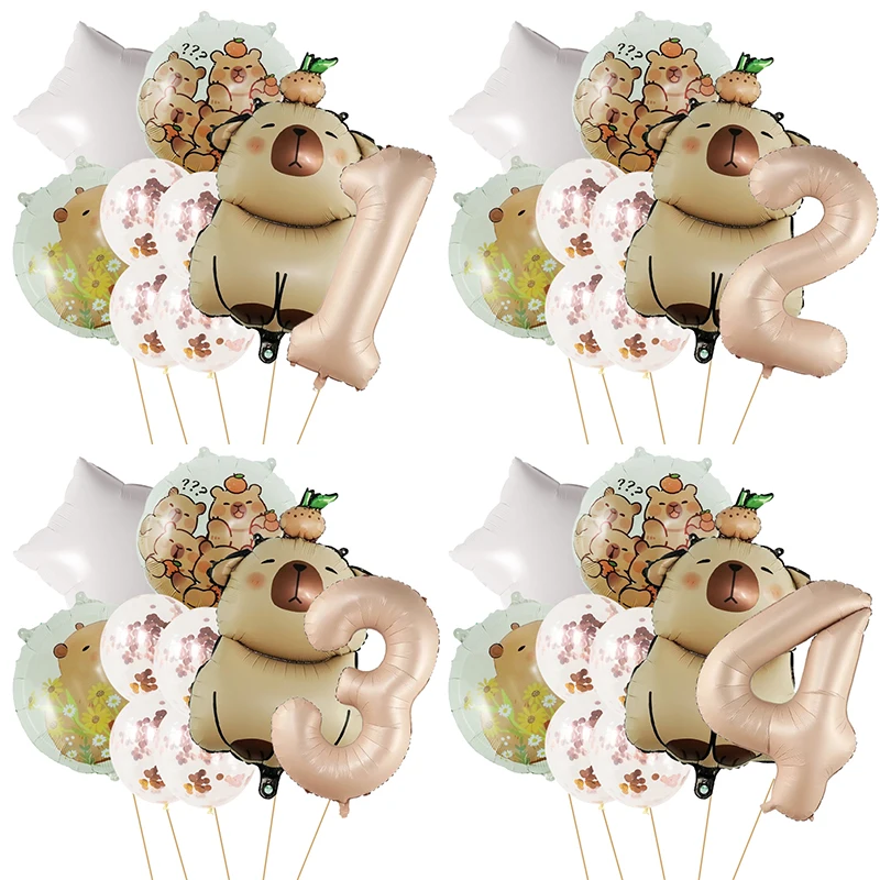 9Pcs Nette Cartoon Tier Capybara Aluminium Folie Ballon Kind Geburtstag Party Dekoration Folie Ballon Baby Dusche Geschenk Liefert Image