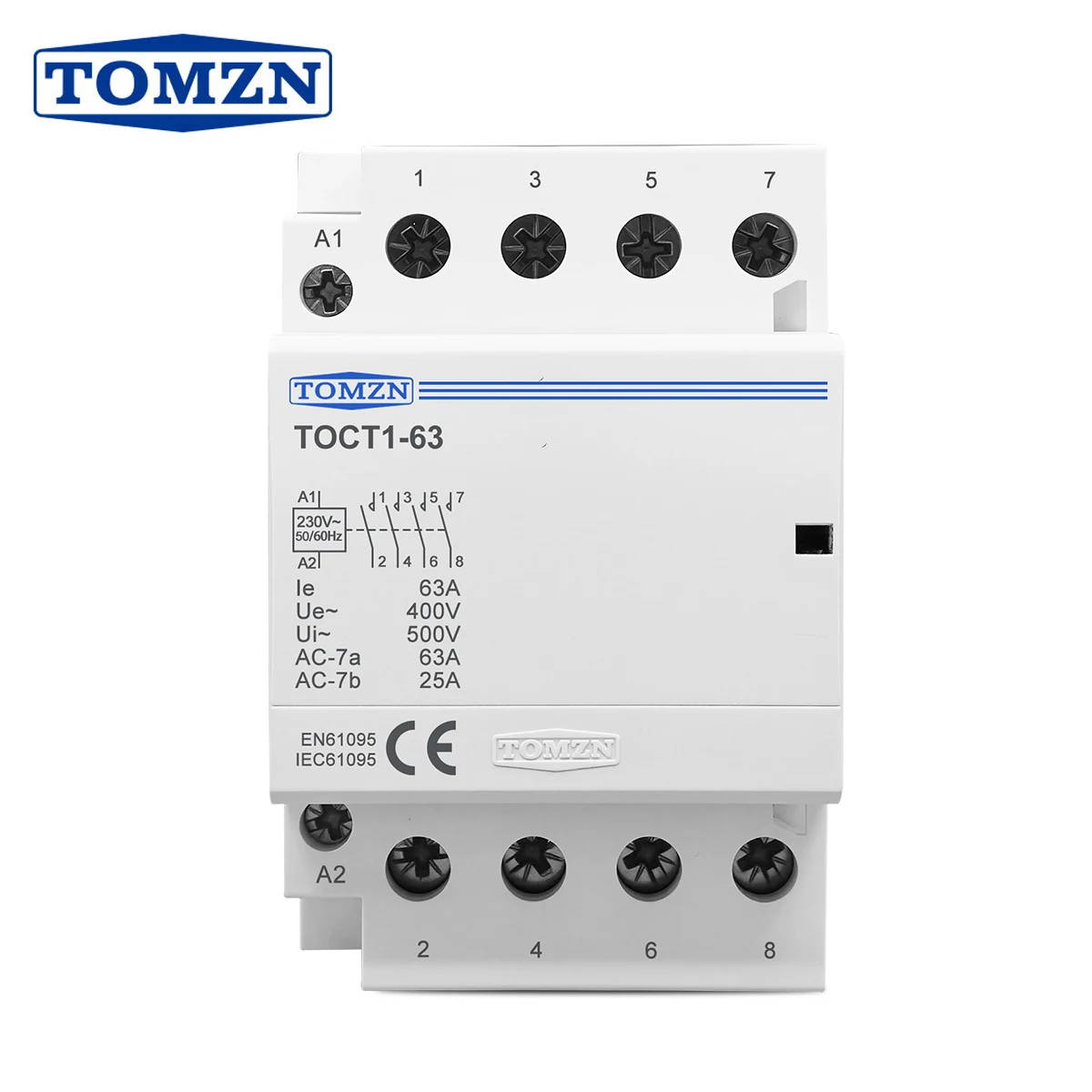 TOMZN TOCT1 4P 40A 2NC 2NO 220V 400V~ 50/60HZ DIN-Schienen-Haushalts-AC-Modul-Kontaktor Image