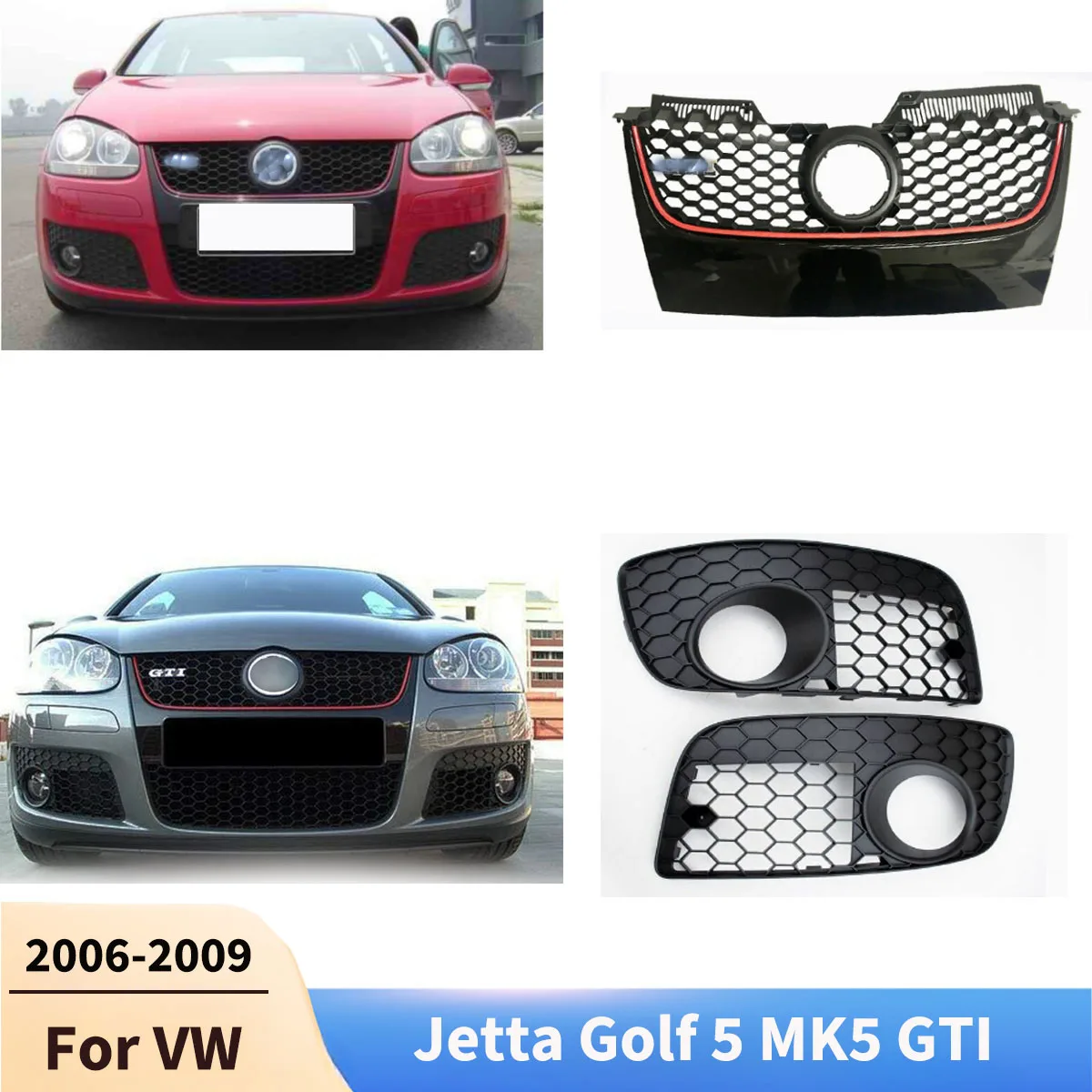 Frontschürze Gitter Für VW Jetta Golf 5 Für MK5 GTI 2006-2009 Nebel Lampe Licht Abdeckung Racing Grills auto Zubehör Körper Kits Image