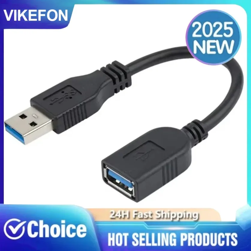 USB 3.0-Verlängerungskabel Kurzes Super-Speed-USB 3.0-Kabel Verlängerung USB 3.0 A-Stecker auf eine Buchse 0,3 m bis zu 5 Gbit/s für Macs Windows Image