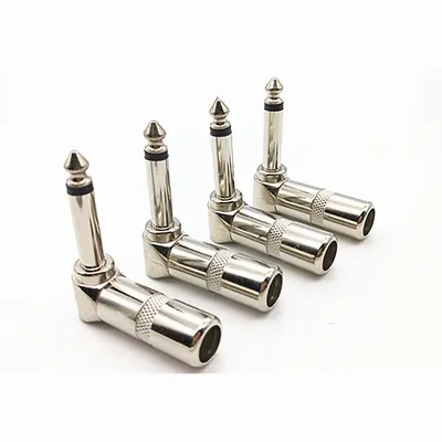 4Pcs 6.35mm Right Angle Male Stereo Mono Plug Guitar Cable Audio Connector Jack Right Angle Guitar