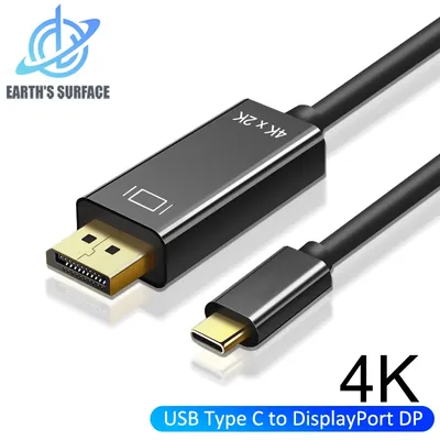 4K USB C to DisplayPort 1.2 DP Cable Thunderbolt4 3 USB Type C to DP Display Adapter Cable Converter