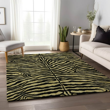 Addison Rugs Mayfield Washable Animal Skin Pattern Zebra Gilded Rectangle Rug 5 x 7 6