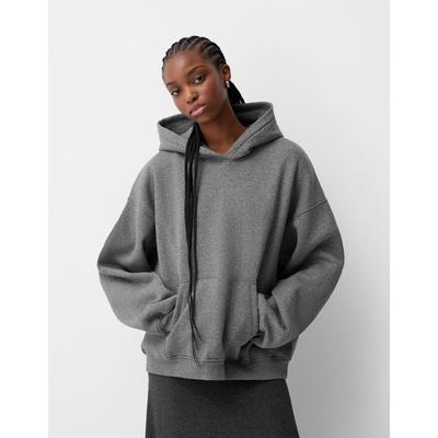 Bershka Shiny Hooded Sweatshirt Women M Grey