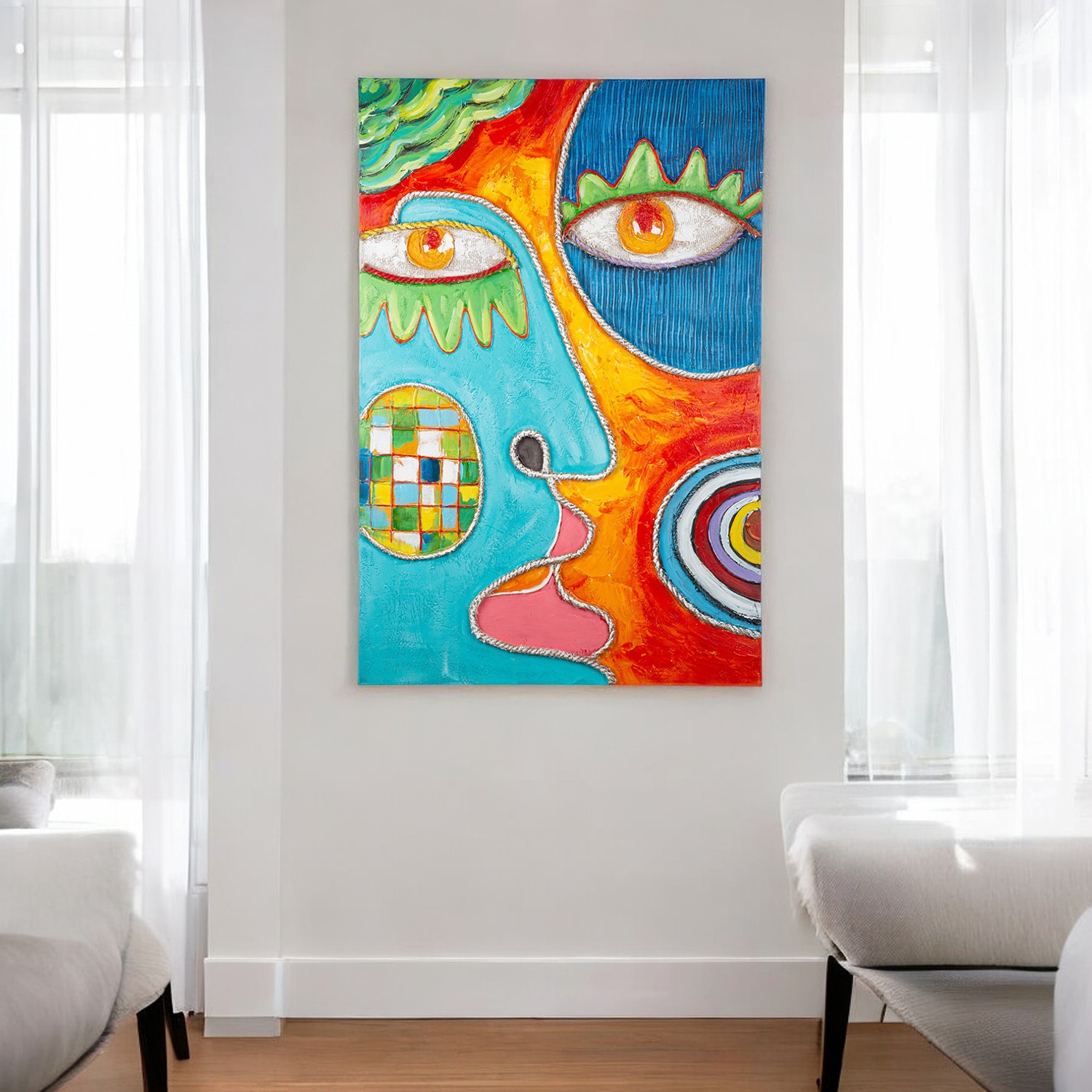 Leinwandbild CASABLANCA BY GILDE "Visage rechteckig", bunt (farbe bild(er): mehrfarbig), B:80cm H:120cm T:4cm, Holz, Leinwand, Bilder Image