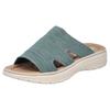 Pantolette RIEKER, Damen, Gr. 43, grün (jadegrün), Textil, meliert, casual, Schuhe, Sommerschuh, Hausschuh, Schlappen, Strandschuh mit Fußbett