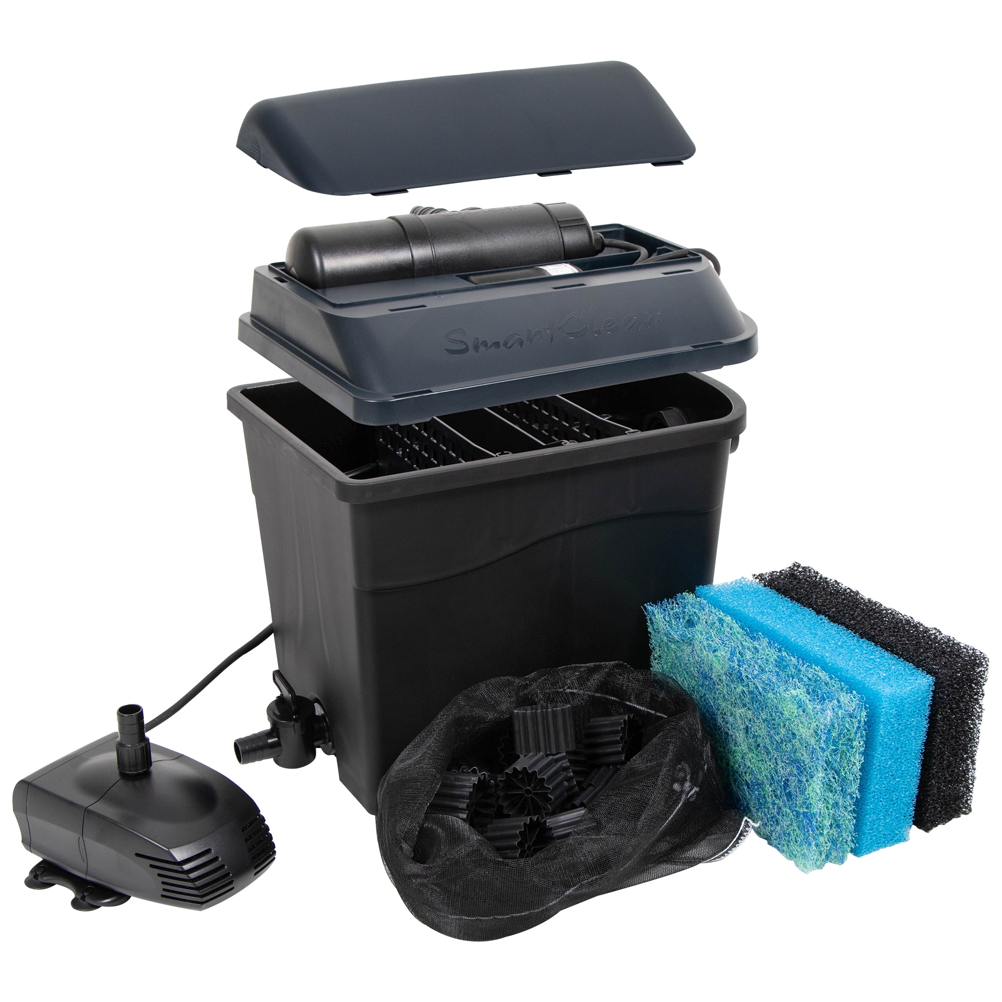 Teichfilter UBBINK "SmartClear 6000 PlusSet", blau (schwarzblau), B:29,3cm H:38,8cm L:39,2cm, Kunststoff, Filteranlagen, Kompakt und effektiv Image