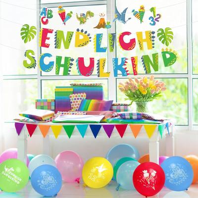 TEMU Lamek 21pcs Decoration Set Dinosaur Start Of School Student Banner With 20 Dino Start Of School Latex Balloons Colorful Decorations For School Day School Image