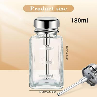 TEMU 4.06 Ounces / 6 Ounces Transparent Pump Dispensing Bottle With Metal Cap For Glass Nail Polish Remover. Push-down Dispensing Bottle, Refillable, Push Pump Dispenser For Makeup Remover Liquid. Image