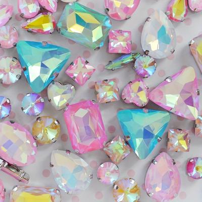 TEMU 40pcs Rhinestones, Assorted Diy Sew-on Crystals For Clothing, Shoes, Hats, Bags, Handcraft Jewelry Accessories Image