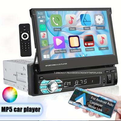 "TEMU Camecho 1din 7"" Hd Retractable Touch Screen Car , Support For Auto/, Monitor Universal Car Mp5 Player With Wireless Fm Radio Receiver"