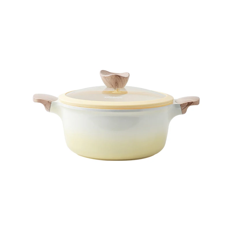 DONNOR Antihaft-Suppentopf aus Druckguss, Mikrodruck-Suppentopf mit Deckel, 4,7 QT, induktionskompatibler Keramik-Auflauf Image