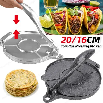 Aluminium Alloy DIY Tortilla Press Maker 16/20cm Manual Corn Tortillas Dough Pressing Tools Kitchen Cooking Gadget Accessories